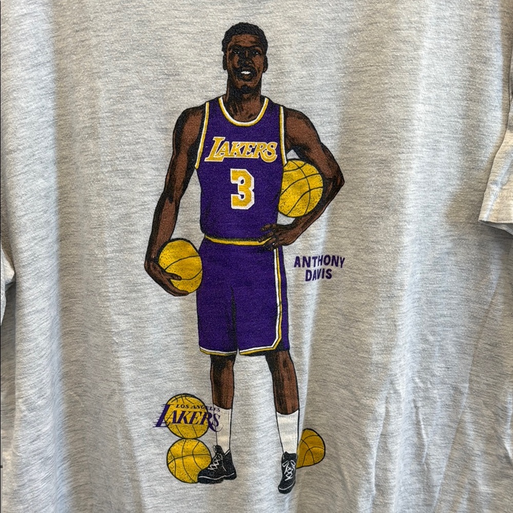 Homage Light Gray Anthony Davis Lakers Graphic T-Shirt